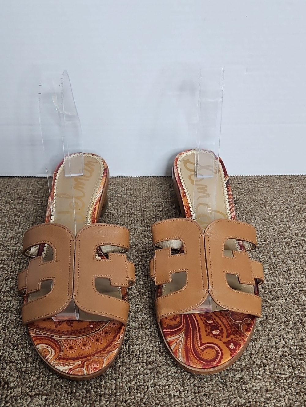 Sam Edelman Illie Slides Sandals Gold Brown Paisley Sz 9.5 Womens - Picture 2 of 9